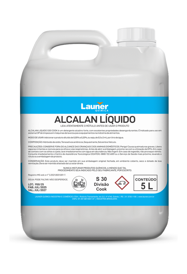 Embalagem de Alcalan Líquido