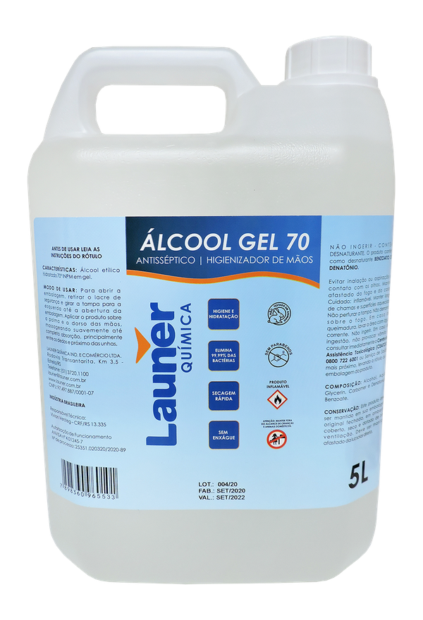 Embalagem de Álcool Gel 70° INPM
